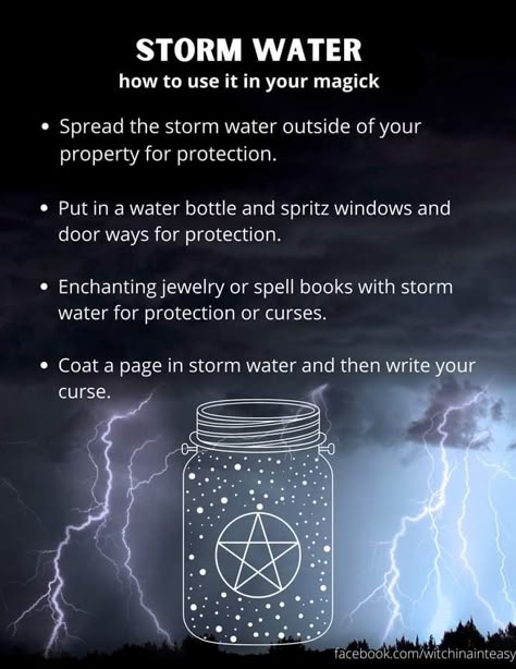 Rain Spell Jar, Thunderstorm Witchcraft, Storm Water Spells, How To Talk To The Wind Witchcraft, Storm Witch Spells, Storm Water Witchcraft Uses, Rain Water Witchcraft, Storm Magic, Rain Spell