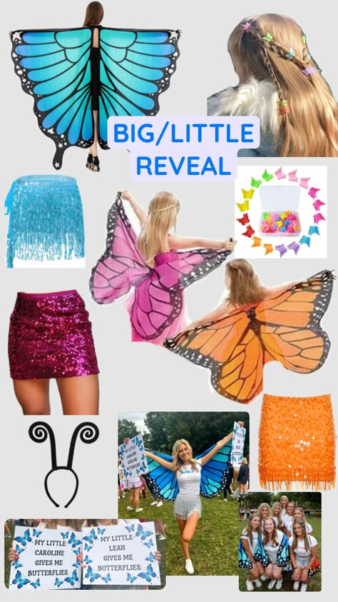 BIG/LITTLE REVEAL IDEA!! My little gives me butterflies!! #biglittleinspo #biglittlereveal #sororityrecruitment #sorority #biglittle #butterflyinspo #butterflytheme Big Little Signs, Big And Little Reveal Ideas, Sorority Recruitment Ideas, Sorority Baskets, Big Little Reveal Themes, Big Little Themes, Big/little Baskets, Gives Me Butterflies, Little Gifts Sorority