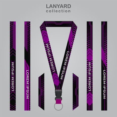 Black purple technology lanyard template... | Premium Vector #Freepik #vector #card-holder #lanyard-mockup #lanyard #badge-mockup Lanyard Template, Hexagon Background, Makeup Artist Logo Design, Id Card Lanyard, Window Seat Design, Microsoft Word 2010, Black Lanyard, Makeup Artist Logo, Zine Design