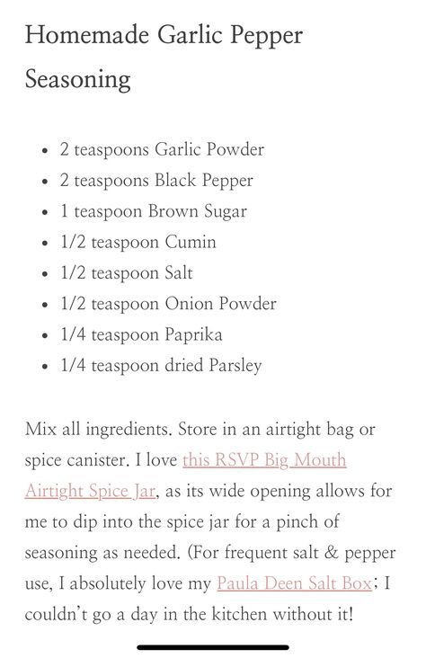 Paula Deen Seasoning, Paula Deen Seasoning Recipe, Kfc Seasoning, Airfry Recipes, Diy Seasonings, Sodium Foods, Man Recipes, Homemade Dry Mixes, Written Recipes