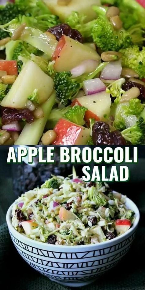 Recipe With Apples, Apple Broccoli Salad, Broccoli Salad With Raisins, Healthy Broccoli Salad, Salad Kale, Apple Salad Recipes, Resep Salad, Broccoli Salad Recipe, Resep Diet