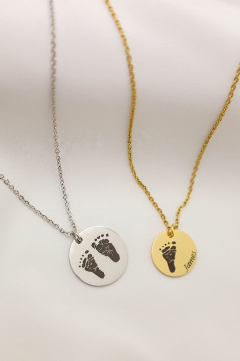 Actual footprint necklace, handprint necklace, memorial necklace, new mom necklace. 
18K gold plated over stainless steel. 
Baby footprint necklace, personalized necklace Footprint Necklace, Baby Footprint, Signature Necklace, Baby Footprints, Memorial Necklace, Mothers Necklace, Month Flowers, Birth Month Flowers, Mom Necklace