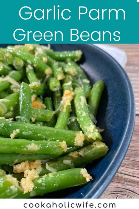 Garlic Parmesan Green Beans Green Beans With Parmesan Cheese, Garlic Parm Green Beans, Green Beans Parmesan, Stove Top Green Beans, Parmesan Garlic Green Beans, Garlic Parmesan Green Beans, Frozen Green Bean Recipes, Parmesan Green Bean Recipes, Canned Green Bean Recipes