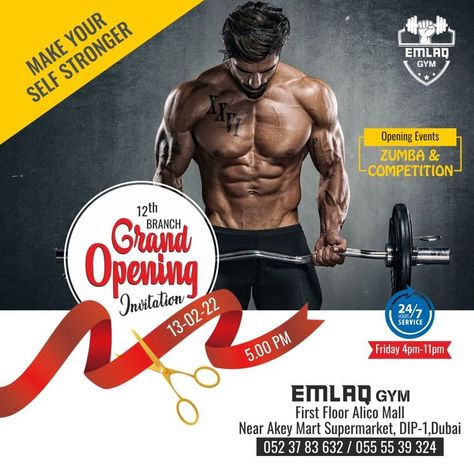 Gym Grand Opening, Gym Rules, Grand Opening Invitations, Gym Poster, Opening Day, Creative Posters, Opening Ceremony, Grand Opening, Zumba