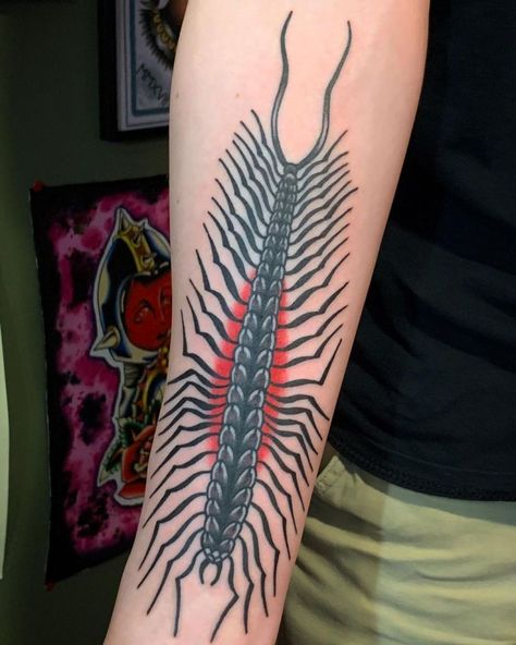 centipede tattoo – All Things Tattoo Traditional Centipede Tattoo, Isopod Tattoo, Centipede Tattoo, Monkey Tattoos, Lighthouse Tattoo, Panther Tattoo, Brass Monkey, London Tattoo, Tattoo Traditional