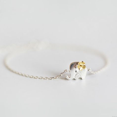 Fresh Yellow Flower Silver Cute Elephant Bracelet Frangipani Flower, Hand Chain Bracelet, Cheap Bracelets, Elephant Jewelry, Silver Elephant, Silver Bracelets For Women, Elephant Bracelet, Bracelets Design, Silver Elephants