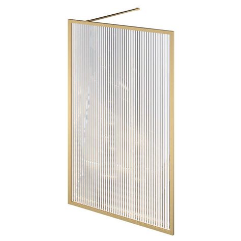 Brushed Gold Fluted Glass Bath Screen | Gold Bath Shower Screens Fluted Bath, Easy Bathrooms, Bath Screen, Shower Screens, Gold Bath, Bath Shower Screens, Gold Shower, Fluted Glass, Bath Screens