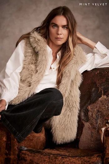 Womens Faux Fur Coats & Jackets | Fluffy Coats & Jackets | Next UK Gilet Outfit, Fur Vest Outfits, Faux Fur Gilet, Velvet Cream, Womens Faux Fur Coat, Fur Gilet, Faux Fur Coats, Fluffy Coat, Chunky Knitwear