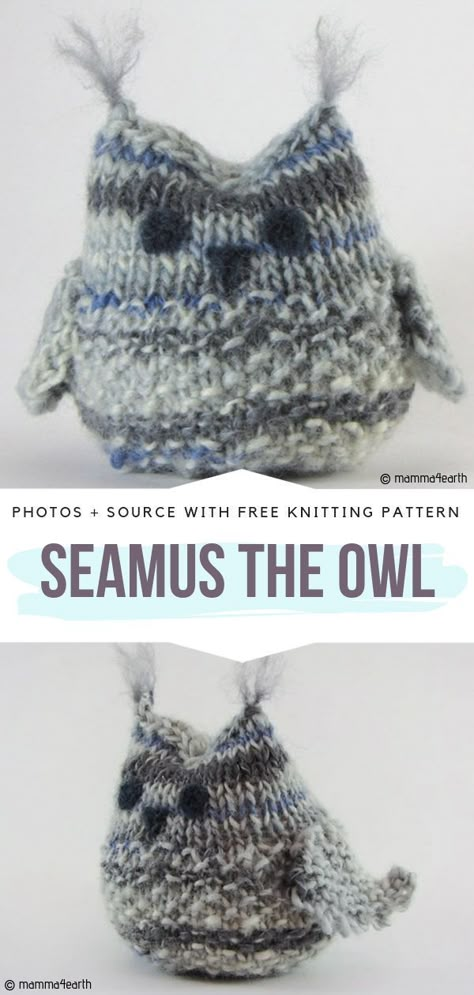 Owl Knitting Pattern, Knitting Animals, Knitted Owl, Knitted Toys Free Patterns, Animal Knitting Patterns, Knitting Patterns Toys, Owl Patterns, Knitted Animals, Crochet Keychain