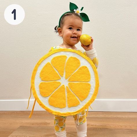 Solid Starts on Instagram: "Announcing the finalists for this year’s Solid Starts Halloween costume contest! 🎃 Thank you to everyone who posted and emailed in their submissions. We received hundreds of adorable photos of babies and toddlers in the most amazing food & food-related costumes. After a challenging selection process (so many creative costumes!) we were able to narrow it down to 10 of our favorites. And now it’s time to vote for yours! 🗳️To cast your vote: Comment below with the nu Diy Lemon Costume, Fruit Halloween Costumes Diy, Lemon Costume Diy, Orange Fruit Costume, Broccoli Costume, Lemon Costume, Fruit Halloween Costumes, List Of Halloween Costumes, Photos Of Babies