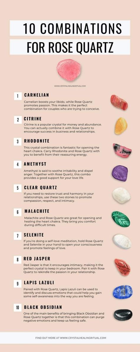 Chakra Stones Chart, Crystal Meanings Charts, Crystal Combinations, Rose Quartz Meaning, Crystal Healing Chart, Charge Crystals, Crystal Guide, Crystals Healing Properties, Spiritual Crystals