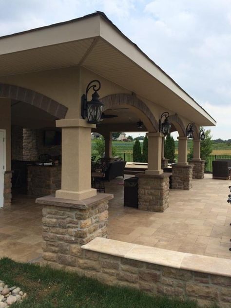 Pools And Patios, Patio Extension Ideas, Doylestown Pa, Movie Times, Covered Patio Design, Outdoor Covered Patio, Backyard Pavilion, Outdoor Living Rooms, Backyard Kitchen