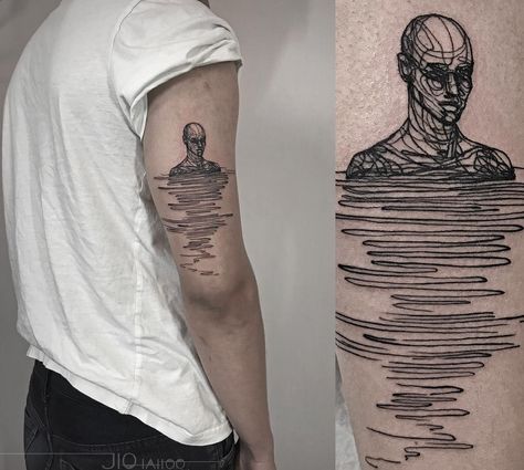 Self-Reflection Artsy Tattoos For Men, Cool Shoulder Tattoos For Guys, Mastermind Tattoo, Half Back Tattoos Women, Shoulder Tattoo For Men, Shoulder Tattoo Men, Reflection Tattoo, Tattoo Fairy, Tato Flash