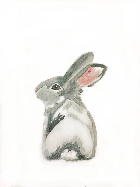 Original hand-painted watercolor bunny print. Printable download. Bunnies Painting, Paint Bunny, Drawing A Bunny, Bunny Watercolor Painting, Watercolor Bunnies, Rabbit Watercolor, Bunny Watercolor, Whimsical Art Paintings, Bunny Painting