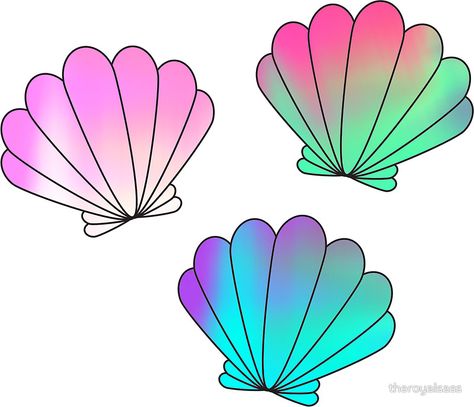 Holographic Mermaid Shells Sticker Set Sea Shell Tattoo, Shell Tattoo, Mermaid Cartoon, Mermaid Birthday Party Decorations, Jellyfish Craft, Mermaid Cake Topper, Ariel Disney, Cool Birthday Cards, Fabric Painting Techniques