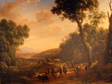 Painting "Pastoral Landscape with Huntsmen"