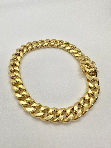 14K Miami Cuban Bracelet 9.5mm, Large Miami Cuban Bracelet, Mens Bold Cuban Link Bracelet - Etsy Zambia Cuban Bracelet, Cuban Link Bracelet, Bracelet Mens, Miami Cuban, Jewelry Accessories Ideas, Platinum Jewelry, Accessories Ideas, Gift For Husband, Cuban Link