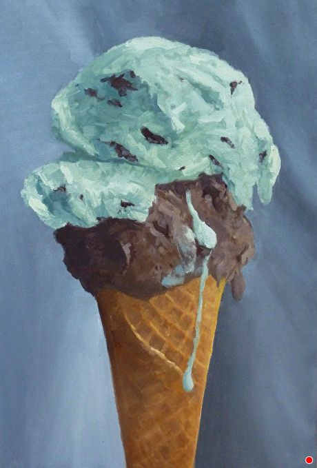 Ice Cream Painting, Food Paintings, Food Art Painting, Ice Cream Art, Food Still Life, Cream Art, Food Painting, Oil Pastel Art, Daily Painting