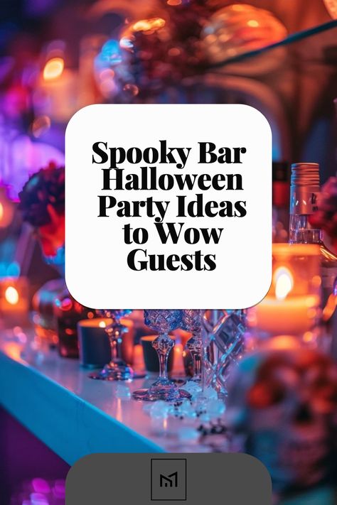 Craft a spooky yet sophisticated atmosphere at your Halloween party with these chilling bar ideas. From sinister cocktails to eerie decorations, your guests will be enchanted by the haunting ambiance. Halloween Decorations For A Bar, Halloween Pub Decorations, Halloween Bar Ideas, Halloween Bar Decorations, Treat Bar Ideas, Halloween Bar Decor, Spooky Bar, Sophisticated Halloween Party, Halloween Party Bar