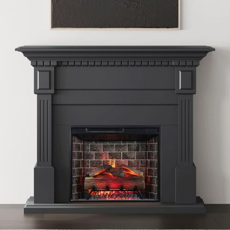 PRICES MAY VARY. TRADITIONAL WOOD FIREPLACE MANTEL: The Modern Ember Augustine Smart Electric Fireplace Mantel Package in black is a stylish addition to your home that combines traditional charm and contemporary functionality. Featuring a spacious mantel shelf ideal for showcasing pictures, artwork and more, the MDF wood is a perfect blend of structure and being budget friendly. CONTROL HEAT YEAR-ROUND: Set the desired room temperature (68° - 88°) or completely turn off the heat during the summe Black Fireplace Mantel, Black Mantle Fireplace, Electric Fireplace Mantel, White Electric Fireplace, Fireplace Mantel Surround, Black Electric Fireplace, Electric Fireplace With Mantel, Electric Fireplace Mantle, Faux Fireplace Mantels