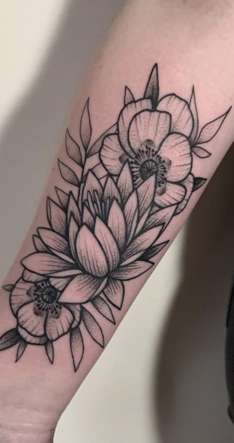 Water Lily Tattoo For Men, Traditional Lily Pad Tattoo, Water Lily Outline Tattoo, Japanese Water Lily Tattoo Design, Waterlily Forearm Tattoo, Water Lily Tattoo Men, Water Lily Traditional Tattoo, White Water Lily Tattoo, Water Lily Tattoo Black And White