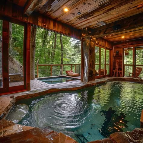 Farmhouse Pool Ideas, Cowboy Cabin, Pool Equipment Cover, Cosy Places, Stowe House, Big Cabin, Indoor Pool House, Tennessee Cabins, Smoky Mountain Vacation