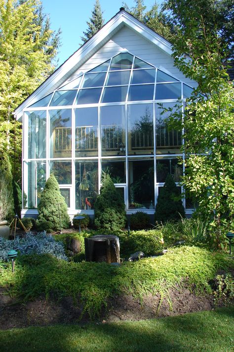 2 story glass wall, conservatory, greenhouse, built by Greenhouses, Etc. Conservatory Addition, Greenhouse Attached To House, Greenhouse Addition, Pallet Greenhouse, Solarium Ideas, What Is A Conservatory, Rustic Greenhouses, Simple Greenhouse, Cheap Greenhouse