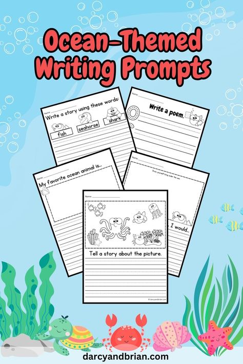 Enhance your child's writing skills with engaging ocean-themed writing prompts. These free printable worksheets offer a fun and educational literacy activity for early elementary students. Use these writing prompts and creative writing exercises as a versatile teaching resource. Ideal for homeschooling or classroom settings, these worksheets foster imagination and improve vocabulary related to marine life. Make learning fun with these ocean writing prompts for kids! Weather Words, Improve Vocabulary, Literacy Worksheets, Writing Prompts For Kids, Picture Writing Prompts, Writing Exercises, Writing Poems, Kids Learning Activities, Summer Activities For Kids