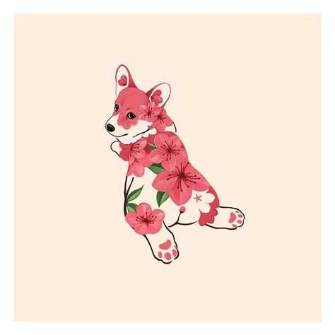 Floral Dog Tattoo, Corgi Tattoo, Animal Tattoos For Women, Dog Tattoo Ideas, Fluffy Dogs, Dog Tattoo, Dog Tattoos, Animal Tattoos, Japanese Tattoo