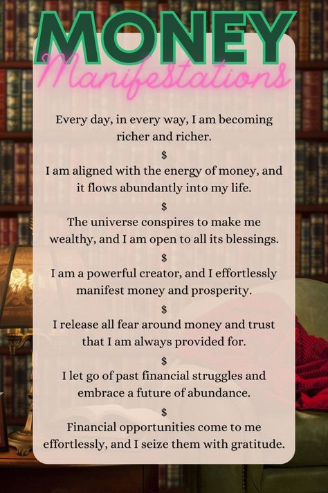 Money manifestations | Wealth, abundance & prosperity | Daily affirmations Journal Dream Life, Tarot Moon, Manifesting Affirmations, Affirmations Confidence, Positive Affirmations For Success, English Knowledge, Tell Me Something Good, Money Spells That Work, Abundance Manifestation