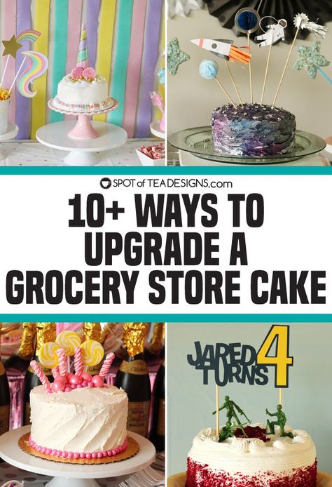 Grocery Store Cupcake Makeover, Diy Store Cake Makeover, Grocery Store Cake Hack, Cake Hacks Store Bought, Store Bought Cake Makeover, Grocery Store Cake Makeover, Grocery Store Cake, Dessert Hacks, Printable Food