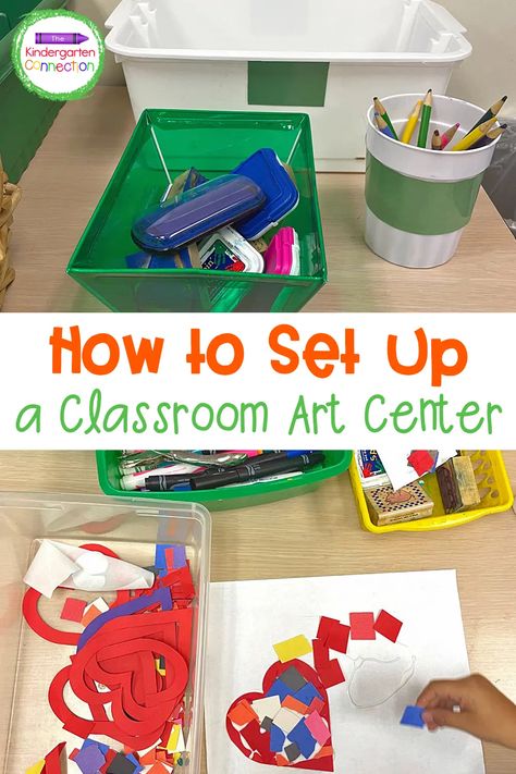 Centers Set Up Preschool, Prek Art Center Ideas, Preschool Art Area Set Up, Preschool Art Table Ideas, Art Centers Preschool, Daycare Art Center Ideas, Kindergarten Art Center Setup, Art Center Activities Preschool, Art Station Kindergarten