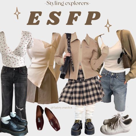 Esfp Aesthetic Outfit, Esfp Outfits, Mbti Outfits, Mbti Style, Mbti Aesthetic, Camping Outfits, Personality Type, Personality Types, Girly Fashion