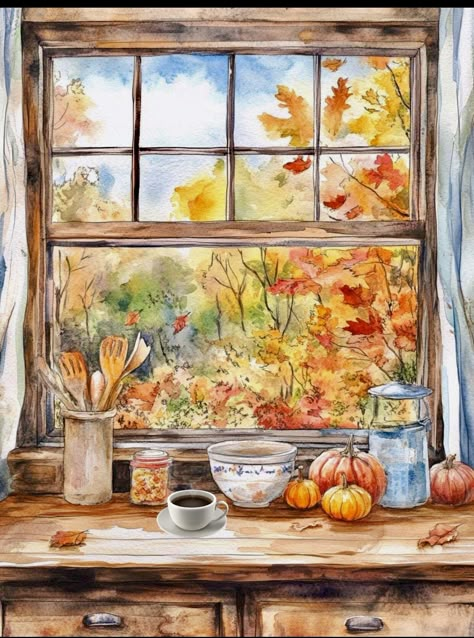 November Watercolor Ideas, Project Layout, Autumn Window, Autumn Doodles, Fall Drawings, Fall Is In The Air, Black And White Art Drawing, Fall Things, Autumn Illustration