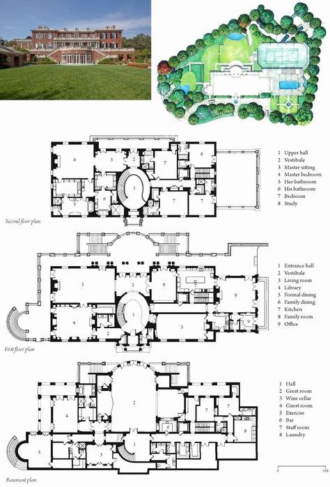 7 Bedroom House Plans, Mansion Plans, 7 Bedroom House, Castle Floor Plan, House Plans With Pictures, House Plans Mansion, Mansion Floor Plan, Vintage House Plans, Architectural Floor Plans