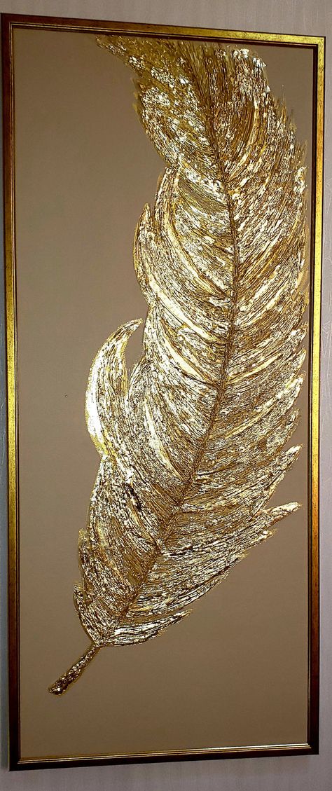 Inset Wall Ideas, Gold Painting Ideas, Interior Design Royal, Diy Tableau, Metallic Painting, Silver Leaf Art, Bird Paintings On Canvas, Art Nouveau Interior, Gold Art Painting