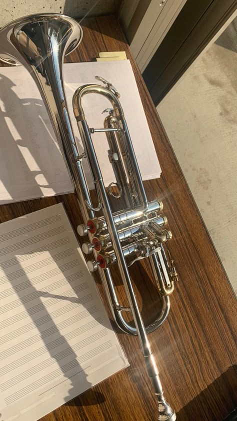 Aesthetic Trumpet, Trumpet Aesthetic, Trombone Aesthetic, Trumpet Instrument, Trumpet Music, Trumpet Player, Trumpet Players, Band Nerd, Artsy Photos