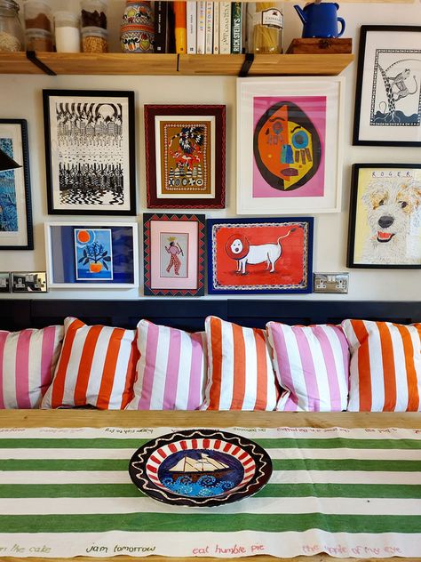 Knock Knock With Eppie Thompson. Common Room, Built In Furniture, Got Engaged, Striped Cushions, Up House, Eclectic Art, Christmas Home Decor, Studio Space, House Hunting