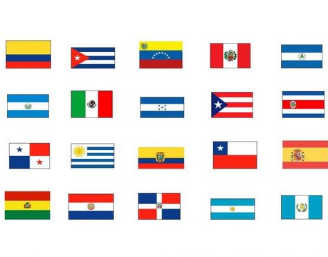 spanish speaking countries Flag Names, Hispanic Flags, Spanish Learning Apps, Asian Flags, Hispanic Countries, Learning Spanish For Kids, Flag Game, Spanish Names, Countries And Flags