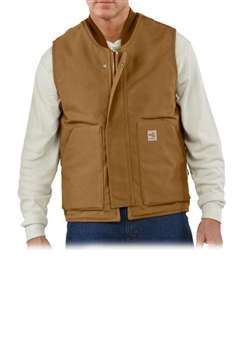 Carhartt Mens FRV036 Flame Resistant Quilt Lined Duck Vest - Brown | Buy Now at camouflage.ca Mens Carhartt Vest, Carhartt Vest, Collar Vest, Men Carhartt, Carhartt Mens, Mens Vest, Work Shirts, Work Pants, Shirt Sleeves