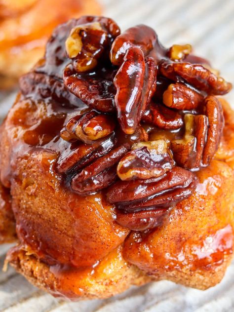 "These little sticky buns remind us... - Just A Pinch Recipes Desserts With Cinnamon Rolls, Sticky Buns Easy, Recipes With Canned Biscuits, Caramel Sticky Buns, Canned Biscuit, Sticky Bun, Sticky Buns Recipes, Blue Ribbon Recipes, Breakfast Rolls