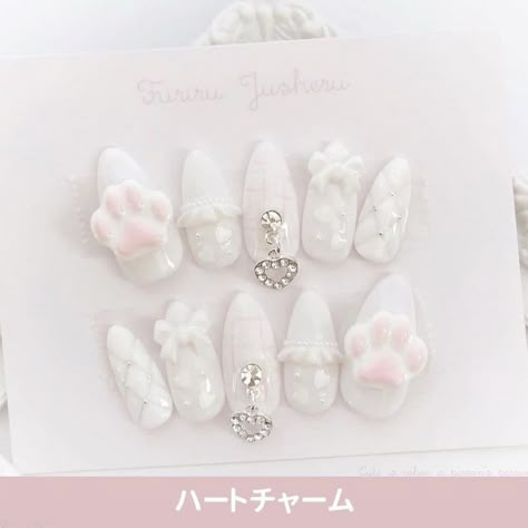 Japanese Kawaii Nails, Kawaii Winter Nails, Cute Japanese Nails, Japanese Nail Art Kawaii, Nails Japanese, Paw Nails, Asian Nails, Korean Nails, Cute Nail Art Designs