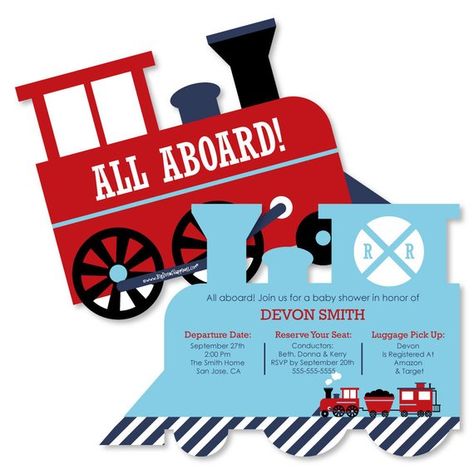 Train Party Invitations, Train Birthday Party Invitations, Train Theme Birthday Party, Train Birthday Party, Train Theme, Trains Birthday Party, Baby Shower Invitation Cards, Train Party, Baby Shower Invitaciones