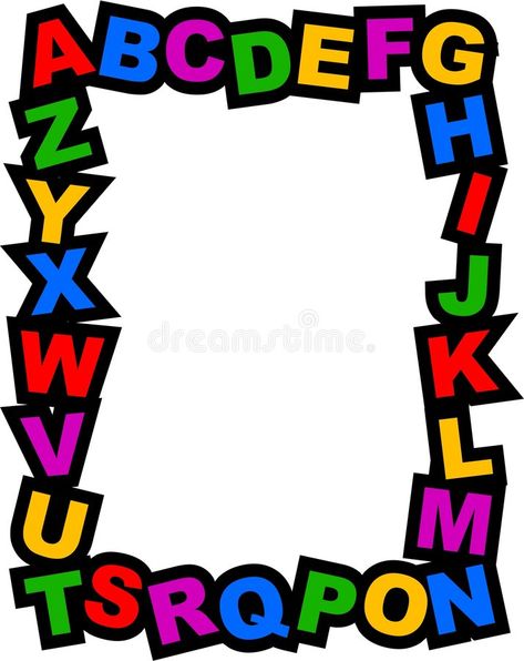 Alphabet Border royalty free illustration Picture Frame Border, Free School Borders, Boarders For Bulletin Boards, Illustration Alphabet, Preschool Rules, Graduation Photo Frame, Graduation Scrapbook, Colourful Illustration, Friendship Quotes In Hindi