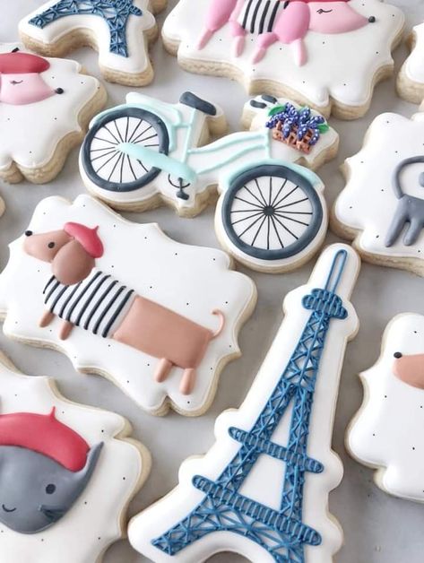 Paris Cookies, Bolo Paris, French Themed Parties, Paris Themed Birthday Party, Paris Cakes, British Desserts, Adventure Baby Shower, French Theme, Paris Birthday