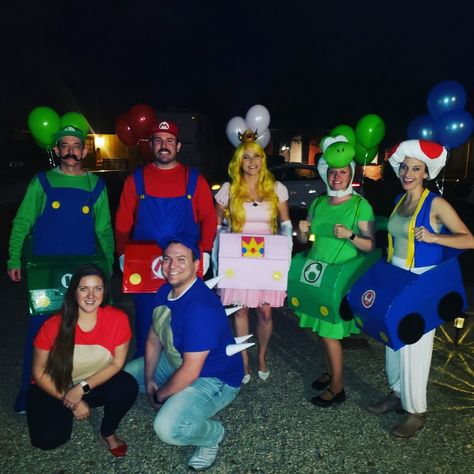 Group Costume Mario Kart Characters Mario Kart Dress Up, Leavers Day Costume Ideas, Mario Kart Costumes Group, Mario Kart Characters Costume, Mario Kart Halloween Costume Group, Mario Group Costumes, Mario Characters Costumes, Leavers 2023, Mario Character Costumes