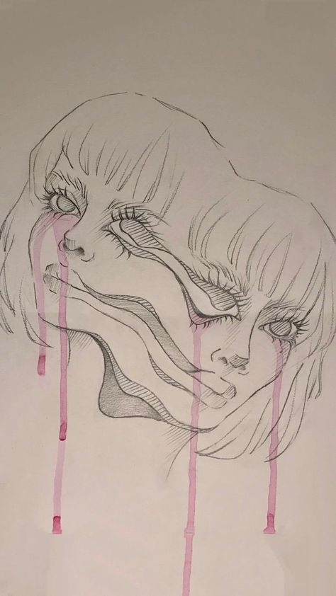 Melting Faces Drawings, Surrealism Face Drawing, Melting Head Tattoo, Face Stretching Art, Two Faces Melting Together Art, Melting Face Painting, Psychédélic Drawing, Faces Melting Together Art, Dripping Face Drawing