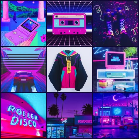 Cyberpunk Moodboard, Neon Moodboard, Retro Moodboard, Adopt Idea, Yandere Characters, Characters Inspiration Drawing, Neon Aesthetic, Mood Board Inspiration, Mood Board Design