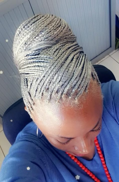 Braids With Gray Hair Black Women, Gray Braids Hairstyles, Grey Hair Braids Black Women, Gray Braids For Black Women Silver Hair, Gray Braids, Gray Natural Hair, Grey Braids, Grey Hair Braids, Hairstyles For Seniors