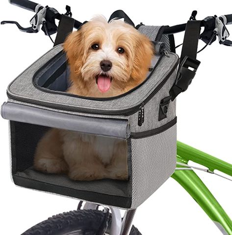 Dog Basket For Bike, Dog Bike Seat, Pet Bike Basket, Dog Bike Carrier, Dog Bike Basket, Dog Bike, Biking With Dog, Pet Backpack Carrier, Dog Basket